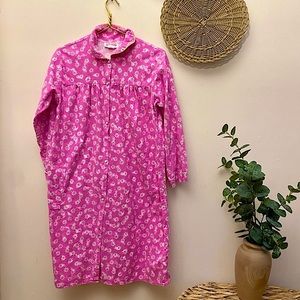 Vintage Lady Lindsay Pink Daisy Cotton Long Sleeve Nightgown Sleepdress